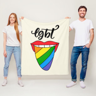 LGBT Rainbow Tongue Fleece Blanket