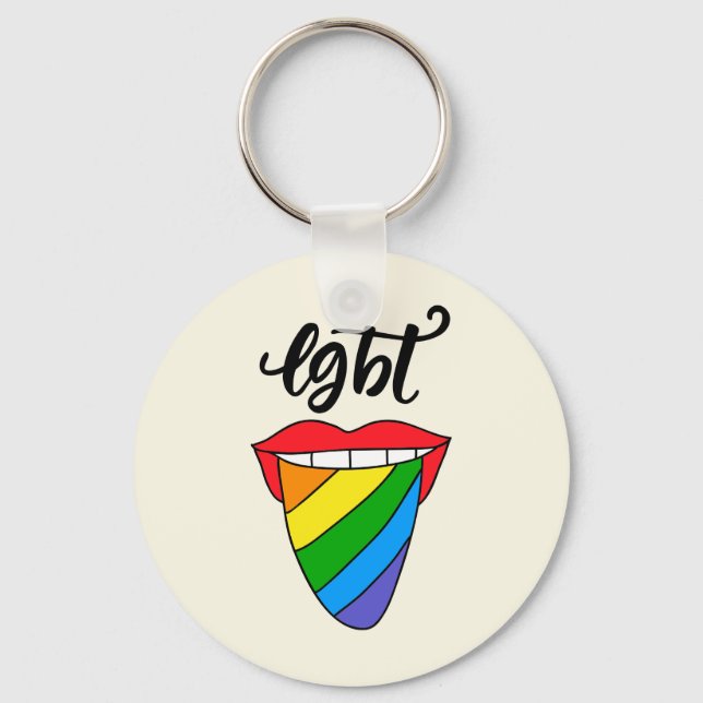 LGBT Rainbow Tongue Key Ring (Front)