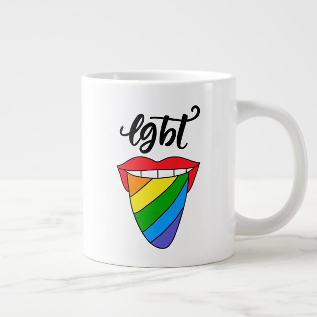 LGBT Rainbow Tongue Large Coffee Mug (Right)