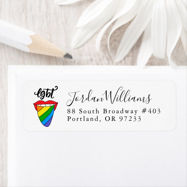 LGBT Rainbow Tongue Return Address Label (Insitu)