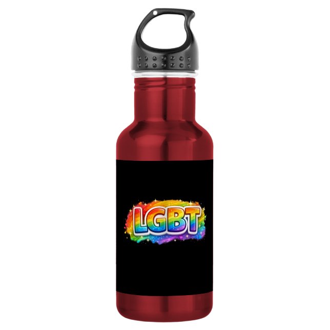 LGBT Rainbow Typography 532 Ml Water Bottle (Front)