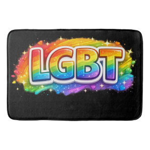 LGBT Rainbow Typography Bath Mat