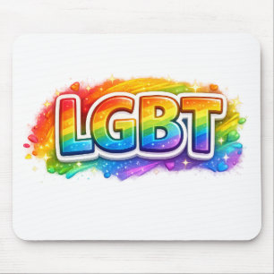 LGBT Rainbow Typography Mouse Pad