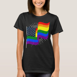 Lgbt Rainbow Us Flag Equality Gay Pride Queer Lgbt T-Shirt