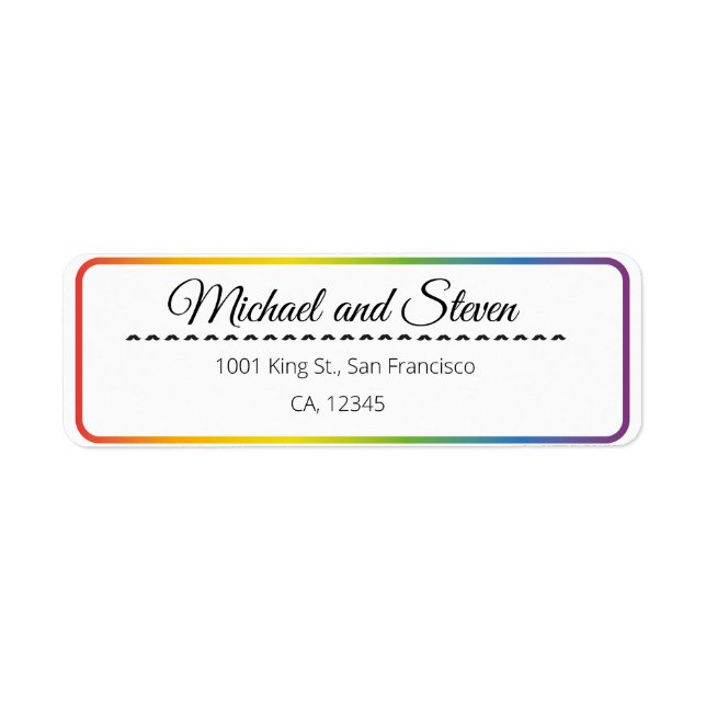 LGBT rainbow wedding label Return Address Label (Front)