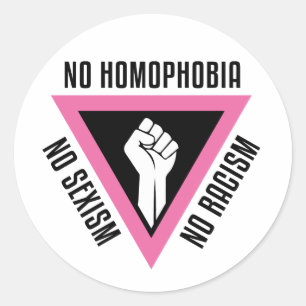 LGBT - Raised fist in Pink triangle Classic Round Sticker