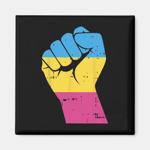 Lgbt Resist Fist Vintage Hand Panual Flag Pan Prid Magnet