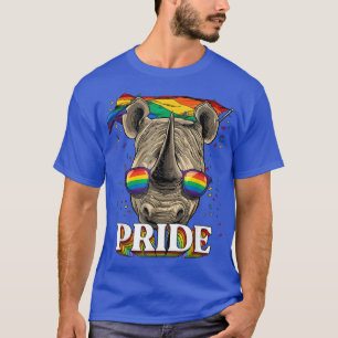 LGBT Rhinoceros Gay Pride LGBTQ Rainbow Flag Sungl T-Shirt