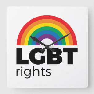 LGBT Rights Rainbow Square Wall Clock