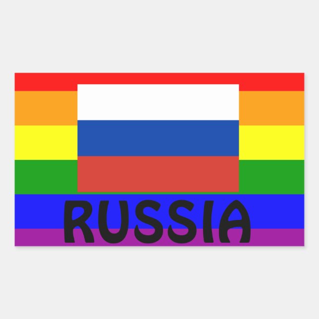 LGBT Russian* Gay Pride Flag Sticker  России гей- (Front)