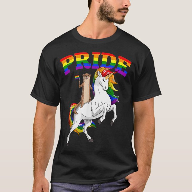 LGBT Sea Otter Unicorn Gay Pride Rainbow LGBTQ Cut T-Shirt (Front)