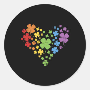 Lgbt Shamrock Heart Shirt Rainbow St Patricks Day  Classic Round Sticker