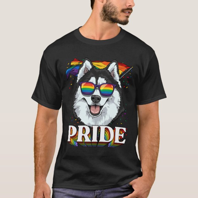 Lgbt Siberian Husky Gay Pride Lgbtq Rainbow Flag S T-Shirt (Front)