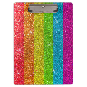 LGBT Sparkly Rainbow Glitter Teachers Classroom Clipboard