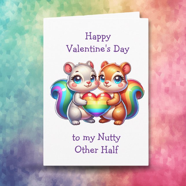 LGBT+ Squirrel Valentine's Day Personalised Photo Card (Creator Uploaded)