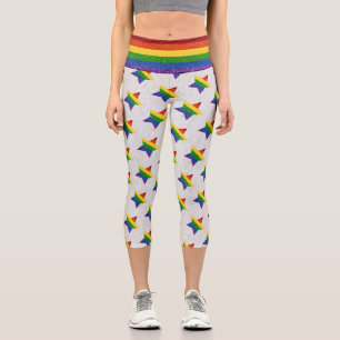 LGBT Star Pride Flag Glitter Capri Leggings