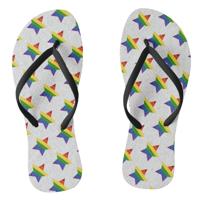 LGBT Star Pride Flag Glitter Thongs (Footbed)