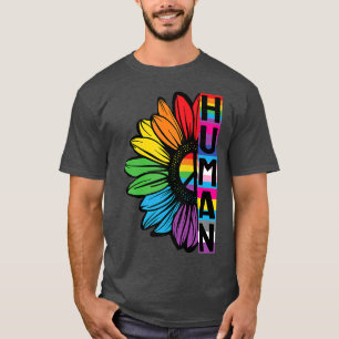 LGBT Sunflower HUMAN LGBT Flag Gay Pride Month LGB T-Shirt