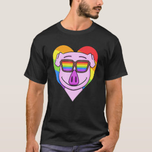 Lgbt Supporter Pig Rainbow Gay Pride Lgbt Heart An T-Shirt