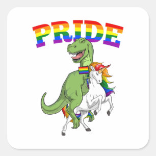 Lgbt T-Rex Dinosaur Unicorn Gay Pride Rainbow Lgbt Square Sticker