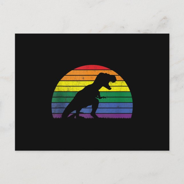 LGBT T-Rex Gay Pride Postcard (Front)