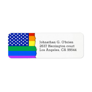 LGBT Themed American Flag   Return Address Label