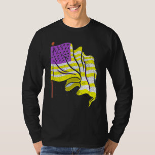 Lgbt Third Gender Us Flag American Pride Queer Non T-Shirt