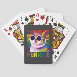 LGBT Tie Dye Pride Cat Purride Gay Rainbow Retro Playing Cards