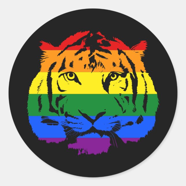 LGBT Tiger Classic Round Sticker (Front)