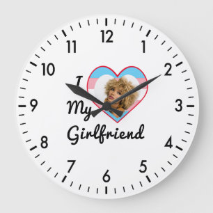 LGBT Trans Pride Custom Photo I Love My Girlfriend Large Clock