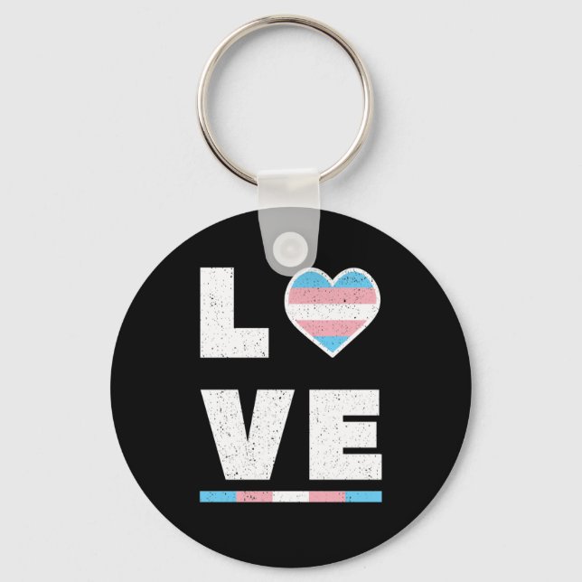 LGBT Transgender Pride Flag Distressed Grunge Love Key Ring (Front)