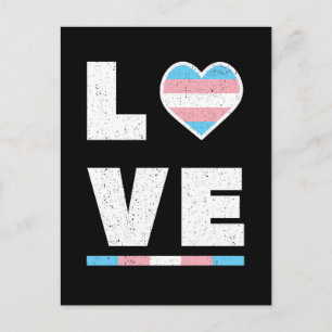 LGBT Transgender Pride Flag Distressed Grunge Love Postcard