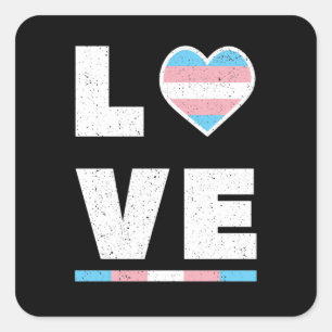 LGBT Transgender Pride Flag Distressed Grunge Love Square Sticker