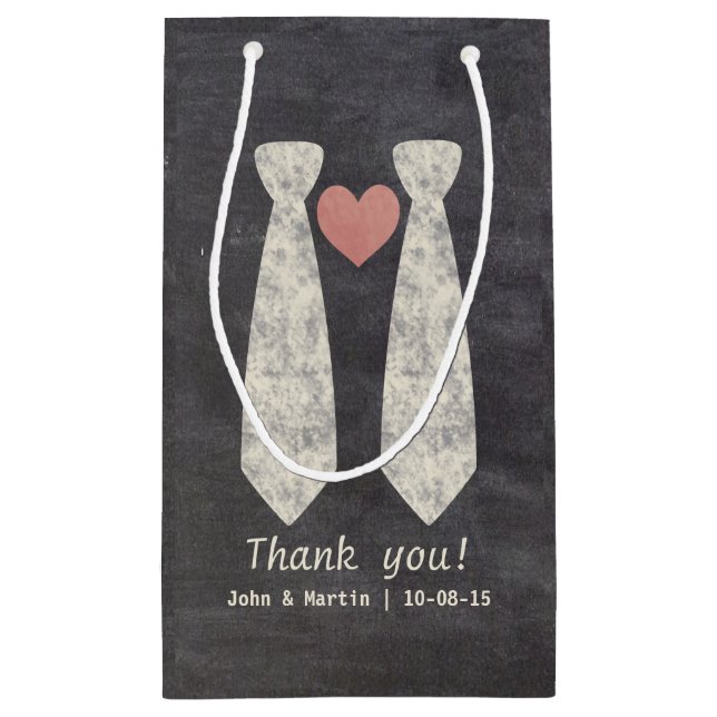 LGBT Tying the Knot Faux Chalkboard Gay Wedding Small Gift Bag (Back)