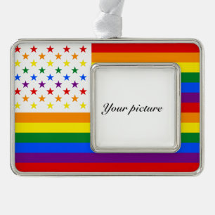LGBT USA SILVER PLATED FRAMED ORNAMENT