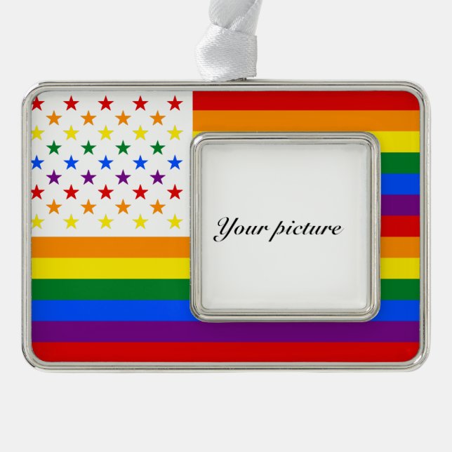 LGBT USA SILVER PLATED FRAMED ORNAMENT (Front)