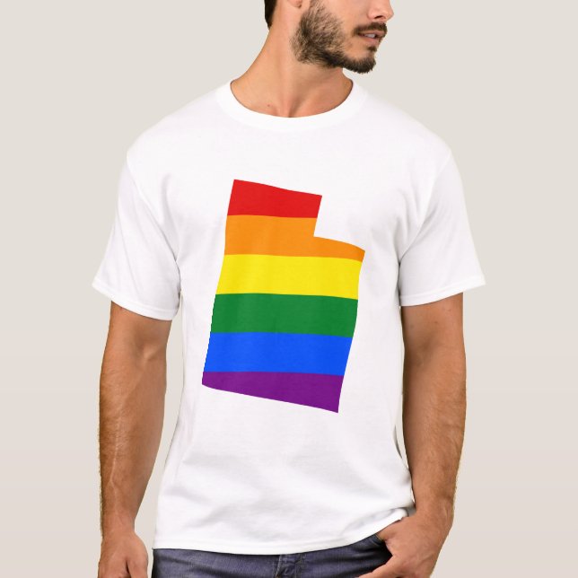 LGBT Utah, US state flag map T-Shirt (Front)