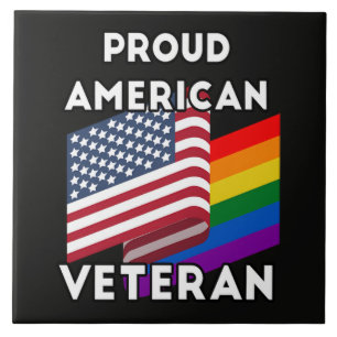 Lgbt Veterans - American Flag Ceramic Tile
