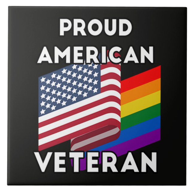 Lgbt Veterans - American Flag  Ceramic Tile (Front)