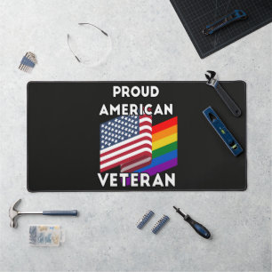 Lgbt Veterans - American Flag Desk Mat