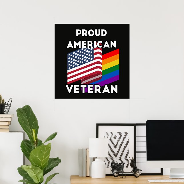 Lgbt Veterans - American Flag  Poster (Home Office)