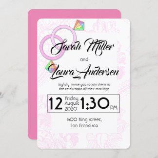 LGBT Women Wedding Invitation (pink)