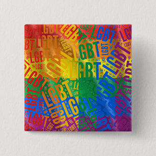 LGBT WORD PATTERN COLOR -.png 15 Cm Square Badge