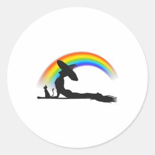 Lgbt Yoga Pride Witch Hippie Rainbow Halloween Classic Round Sticker