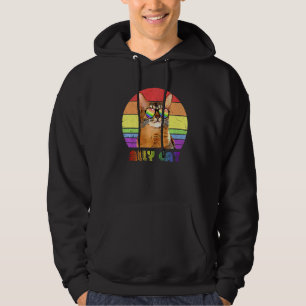 Lgbtq Ally Cat Rainbow Gay Pride Flag Lgbt  9 Hoodie