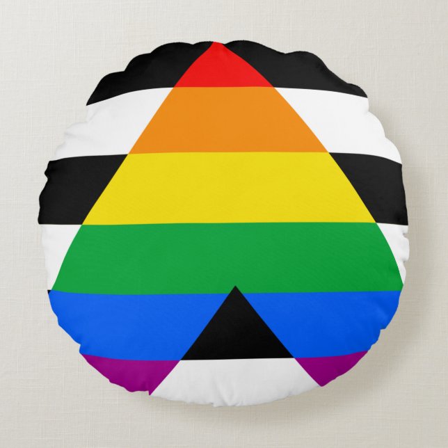 LGBTQ+ Ally Flag Round Cushion (Front)
