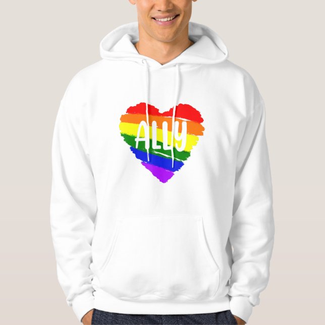 Lgbtq Ally Heart Flag For Gay Pride Men Women Chil Hoodie (Front)