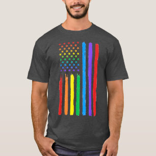 LGBTQ American Flag Pride Rainbow Gay Lesbian Bi T T-Shirt