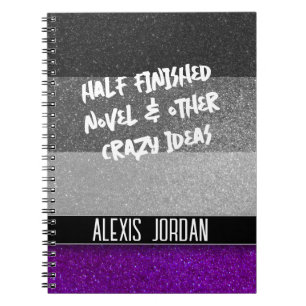LGBTQ Asexual Glitter Black and White Graffiti Notebook