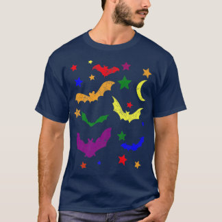 LGBTQ Bat Lovers Halloween Gay Pride Flag Biseual  T-Shirt